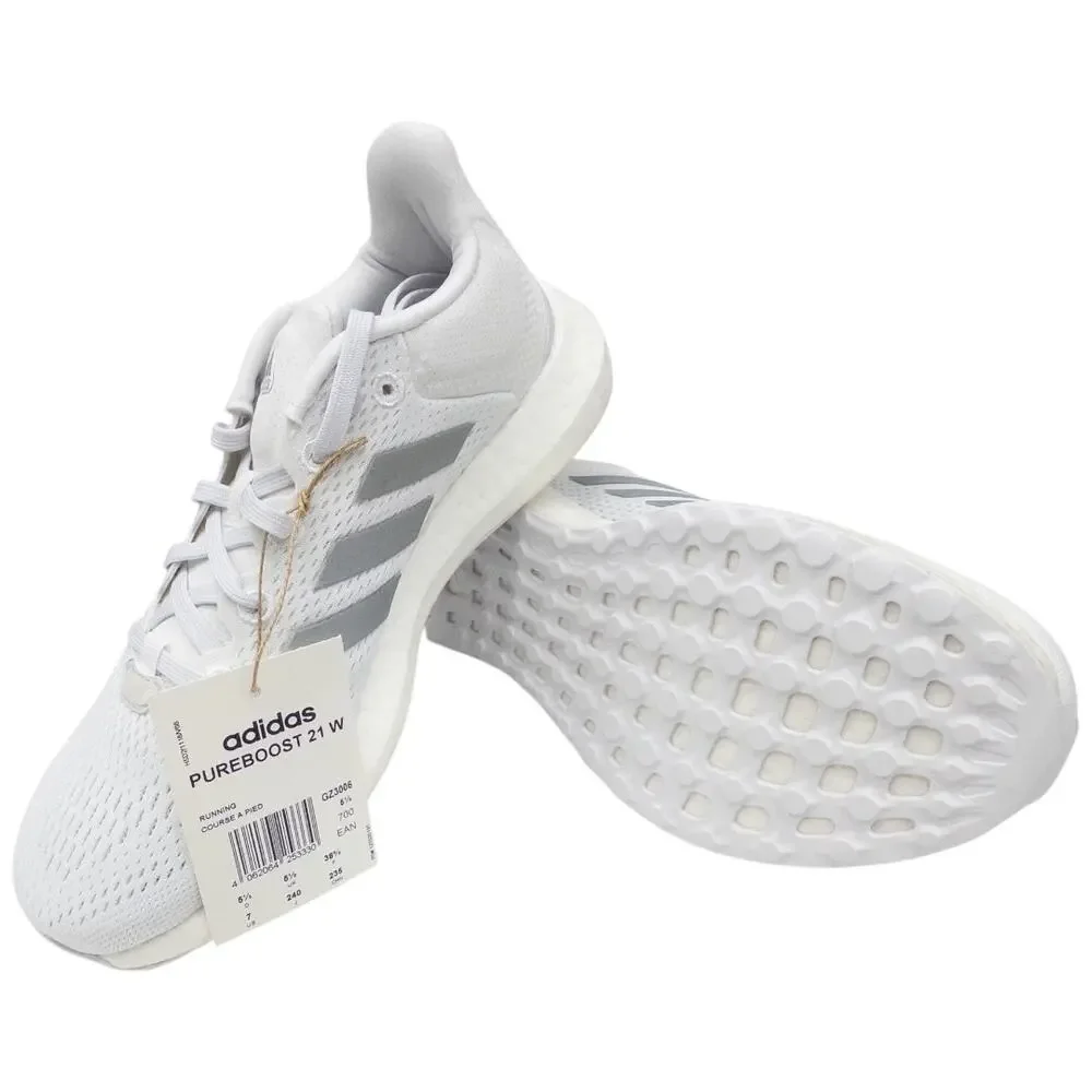 adidas PureBoost 21 White Running Shoes Sneakers Women's Size 7